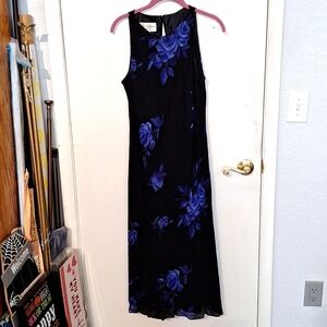 Black with blue flowers sleeveless size 14, by Evan Picone